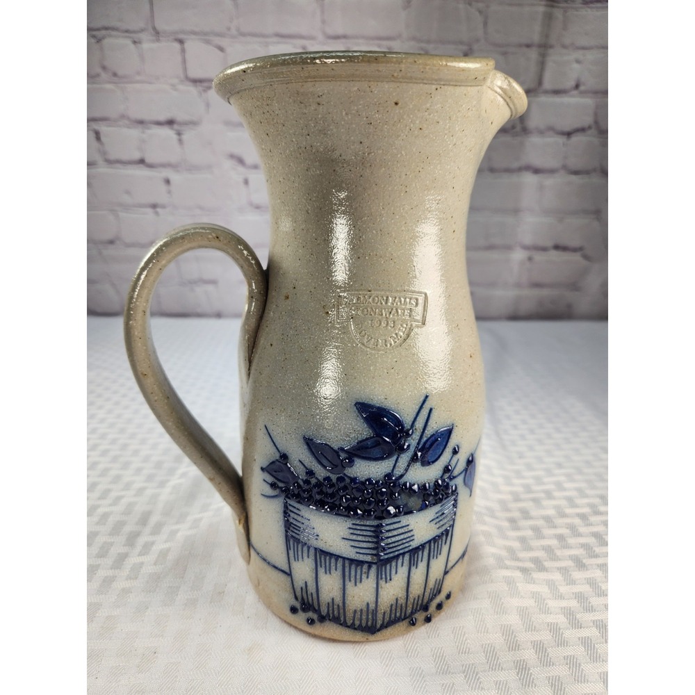 Salmon Falls Stoneware Blueberry Basket Pitcher 1996 Dover NH 9 " Beautiful!